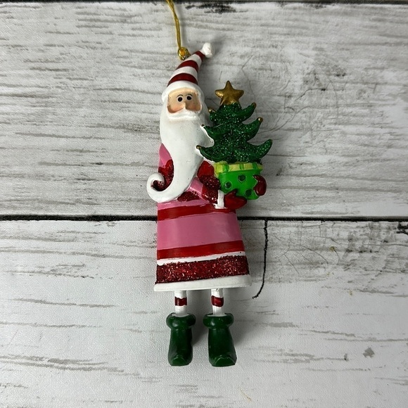 SANTA WITH CHRISTMAS TREE CHRISTMAS ORNAMENT - Picture 1 of 3